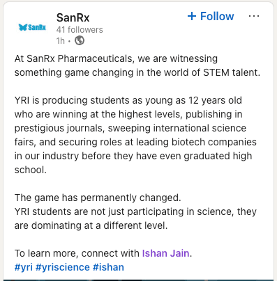 Testimonial from SanRx Pharmaceuticals.